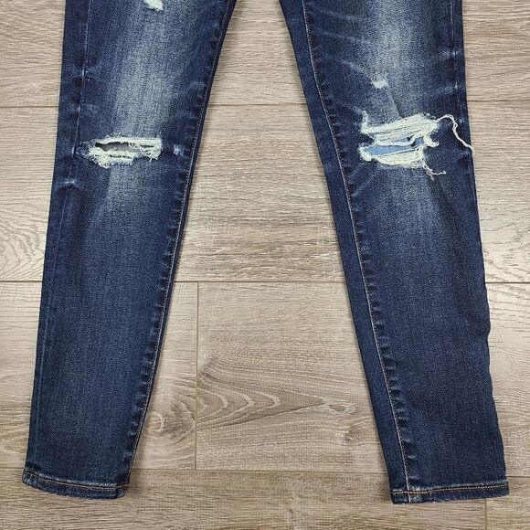 American Eagle Outfitters Blue Highest Rise Skinny Distressed Jegging Size 4 - Picture 7 of 16